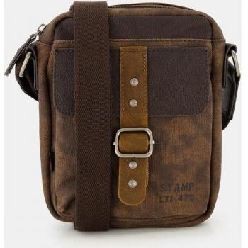 STEPPING STRONG STAMP - Bolso bandolera de hombre en lona color marrón oscuro