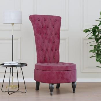 Sillón de respaldo alto con botones en terciopelo rojo tinto