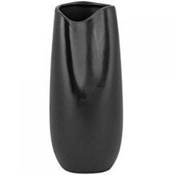 Jarrón Decorativo de Gres Negro 12 x 32 cm con Acabado Moderno y Glamuroso