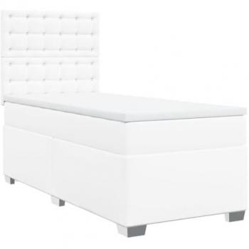 Cama Box Spring con colchón de cuero sintético blanco 80x200 cm vidaXL