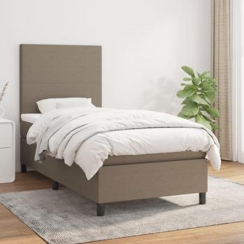 Cama box spring con colchón de muelles Tortorora 80x200 cm en tela gris taupe