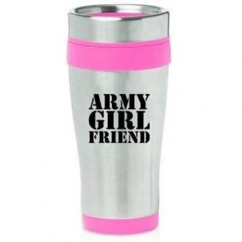 Hot Pink 16oz Insulated Stainless Steel Travel Mug Z45 Army Girlfriend by MIP