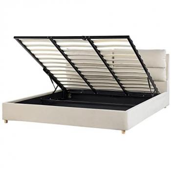 Cama Matrimonial con Almacenaje de Terciopelo Beige Claro 180 x 200 cm Batilly