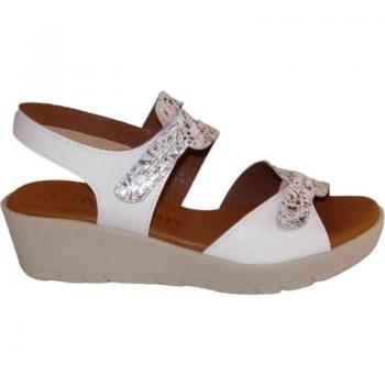 Sandalias de Mujer MAWEN CUNA MUJER BLANCO - Sandalia cuña en piel, diseño cómodo y estilizado