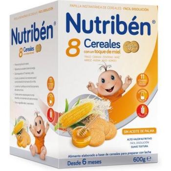 Papilla Nutribén 8 cereales con miel y galletas 600g