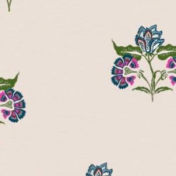 Joules Indienne Block Print Dawn Grey Wallpaper - 10m x 52cm, Matte Non Woven Removable Paste the Wall