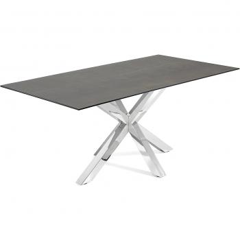 Kavehome mesa argo 200x100 inox porcelnico iron moss
