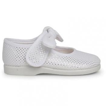 Mercedita de bebé niña tipo angelito con puntitos brillantes - Pisamonas Talla 23 Color Blanco