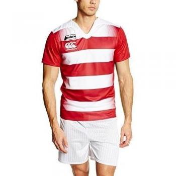 Canterbury Vapodri Challenge Hooped Rugby Camiseta, Hombre, Rojo, S