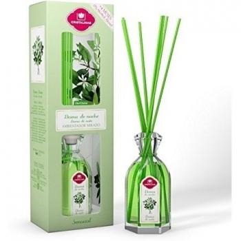 CRISTALINAS Ambientador Mikado Clásico. Difusor con Varillas de ratán. Formula sin Alcohol. Máxima duración, más de 16 semanas. 180ml de Capacidad. Aroma Dama de Noche.