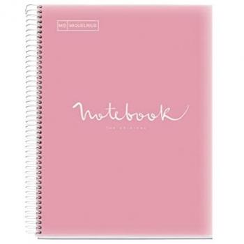 Cuaderno Espiral Miquelrius Emotions A4, 120 Hojas Cuadriculadas, Tapa de Polipropileno, Color Rosa