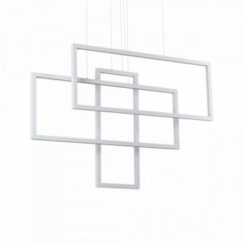 Lámpara colgante LED integrada de metal y aluminio blanco, 1 bombilla, luz cálida 3000K, diseño moderno