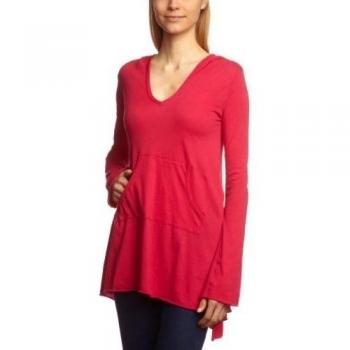 Bobi - Camiseta con cuello de pico de manga larga para mujer, talla 40, color Rojo