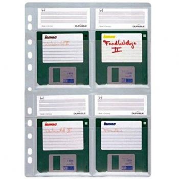 Busta para disquetes DURABLE, para 4 disquetes de 3,5, formato DIN A4, transparente (paquete de 5)