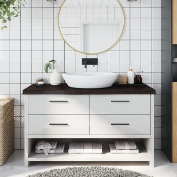 Encimera de Baño Plegable de Madera Tratada Color Marrón Claro, Natural y Gris Oscuro 100x30x6 cm