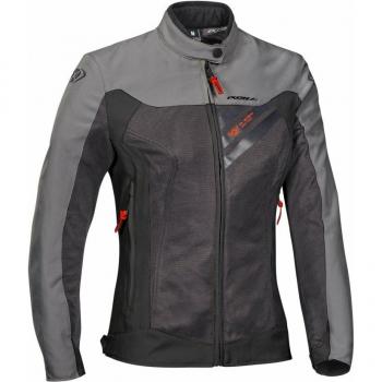 Ixon Chaqueta de Moto para Mujer Orion Antracita-Gris-Rojo, chaqueta textil para motocicletas de señoras, color negro y gris, talla XL