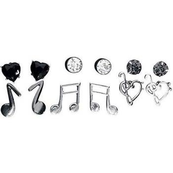 Blackheart Clefs & Music Mujer Set de Pendientes Standard, Aleación de Zinc,