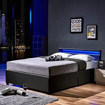 Cama LED Nube con Cajones 180 x 200 cm Color Gris Oscuro - Home Deluxe