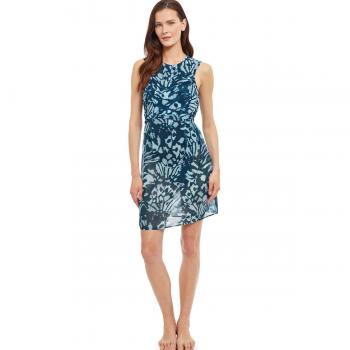 Gottex Women's Semi Sheer Tie Back Cover Up Dress - Blue Multicolor - Size S