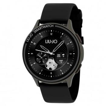 Reloj Hombre LIU JO SWLJ073, diseño elegante y moderno, caja de acero inoxidable, esfera analógica con detalles en dorado, correa de cuero negro, resistencia al agua hasta 30 metros, movimiento de cuarzo preciso