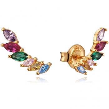 Pendientes Trend de Plata de Ley con Circonitas de Colores