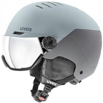 Casco Uvex Wanted Visor azul hielo gris con lente espejada plata - 58-62