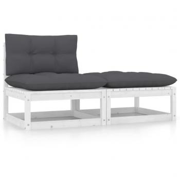 vidaXL Set de muebles de jardín 2 pzas con cojines madera pino blanco