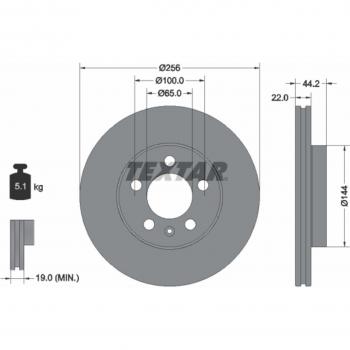 Disco de freno TEXTAR 92303803, frente, ventilado, 1 pieza