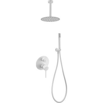 Conjunto de ducha empotrado monomando Thalos Stick en blanco mate