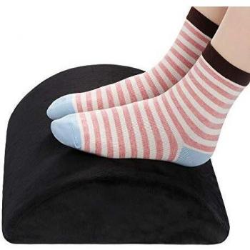 Bajo el reposapiés del escritorio, cojín ergonómico resistente del reposapiés de espuma con tela de terciopelo y superficie inferior antideslizante, reposapiés y pies para la oficina y el hogar-Negro