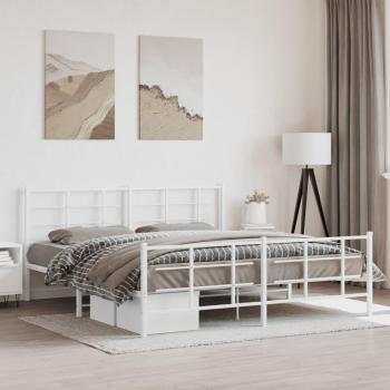 Cama Metal Blanca con Cabecero y Estribo para Pediatría 180x200 cm