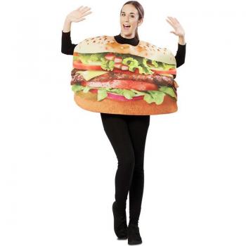 Disfraz de Hamburguesa Eco para Adultos - Incluye traje inflable con forma de hamburguesa, material ligero y transpirable, fácil de poner y quitar, adecuado para fiestas temáticas y Halloween