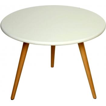 PAME 40759 - Mesa auxiliar de forma redonda, madera de roble, 48 x 45 cm, color blanco