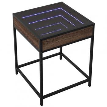 Mesa de centro con Infinity LED marrón roble 40x40x51 cm