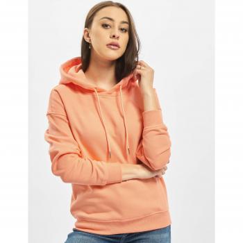 Urban Classics Women's Basic Ribbed Hoodie in Pink Salmon