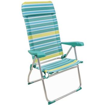 Silla de Playa Plegable y Reclinable de 7 Posiciones de Aluminio y Tela Oxford 57X47X118CM Raya Azul