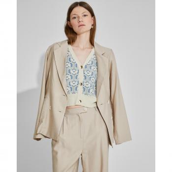 NAËLLE - Blazer suelta con hombreras, cierre cruzado, cuello solapa y bolsillos laterales