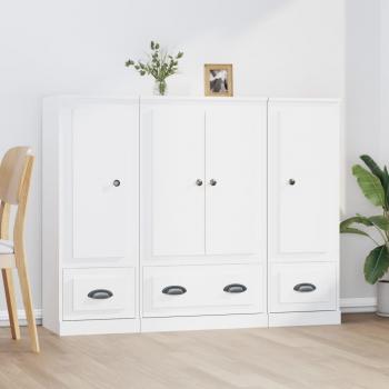 Aparador alto de madera contrachapada blanca multicapa - 3 piezas Vidaxl