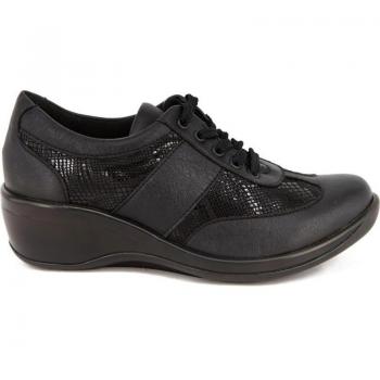 Arcopedico L73 Blucher Mujer - Piel Negra - Licra Reptil, Zapatos de cuña de Mujer ARCOPEDICO L73 PIEL-LICRA NEGRA NEGRO, Arcopedico Zapatos Mujer BLUCH