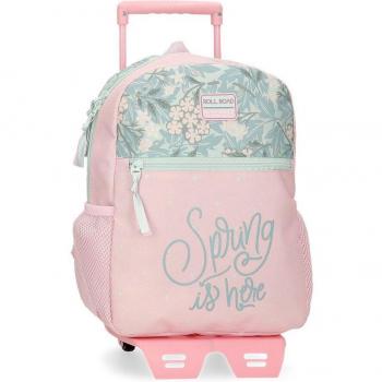 Mochila Spring is here 33 cm con carro rosa
