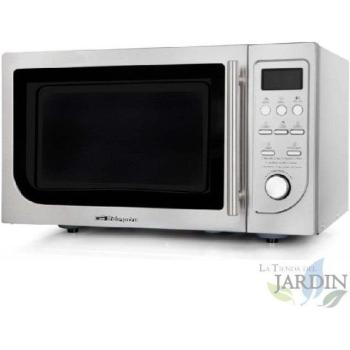 Microondas Orbegozo 900W, 25L, Grill 1000W, 8 Niveles de Potencia, Acero Inoxidable