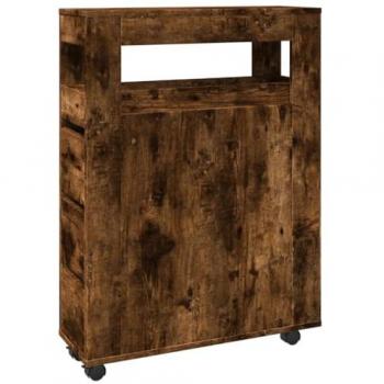 Armario de baño estrecho con ruedas madera roble ahumado vidaXL