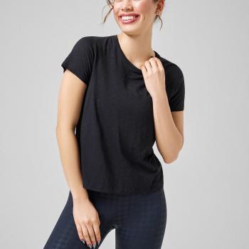 Camiseta de mujer Casall Soft Texture manga corta negro puro, talla 38