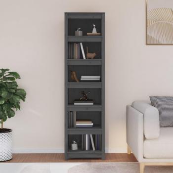 Estantería de madera maciza de pino 50x35x183 cm en colores Natural, Gris y Marrón miel - Mueble de Almacenaje para Oficina, Estudio y Dormitorio