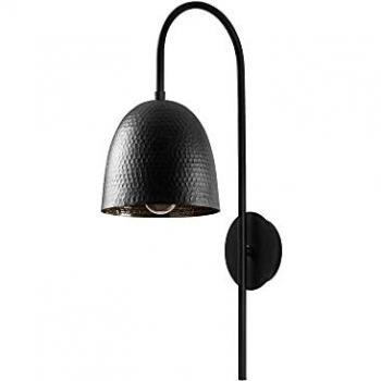 Aplique de pared de metal negro WELLHOME, 16x24x57 cm, casquillo E27 Max 40W