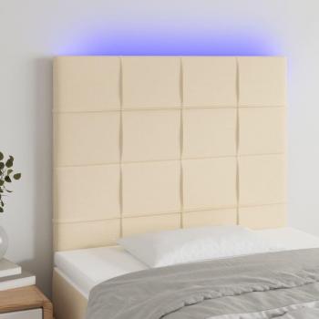 Cabecero con Luces LED Tapizado en Tela Crema 100x5x118/128 cm