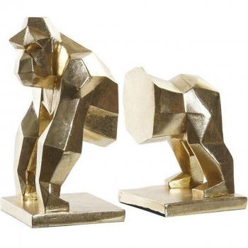 Sujetalibros de resina con diseño de gorila dorado - Set de 2 unidades