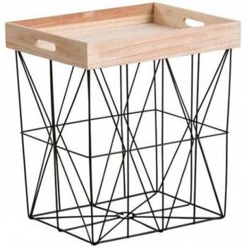 Mesita Auxiliar Tray Thinia Home Beige/Negro 47X41,5X32 Cm