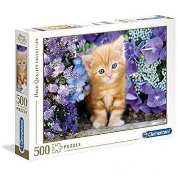 Clementoni - Puzzle de 500 Piezas,, diseño Gatito Rubio