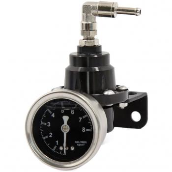 sourcingmap® Aleación de aluminio Regulador de presión de combustible ajustable Kit de calibrador de aceite Negro